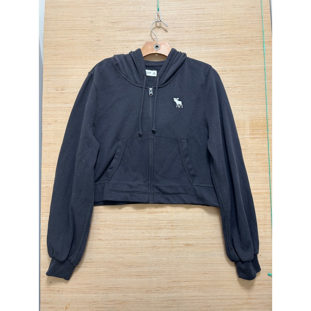 Abercrombie & Fitch Soft A&F Collection Cropped Zip Hoodie Gray‎ Womens Medium